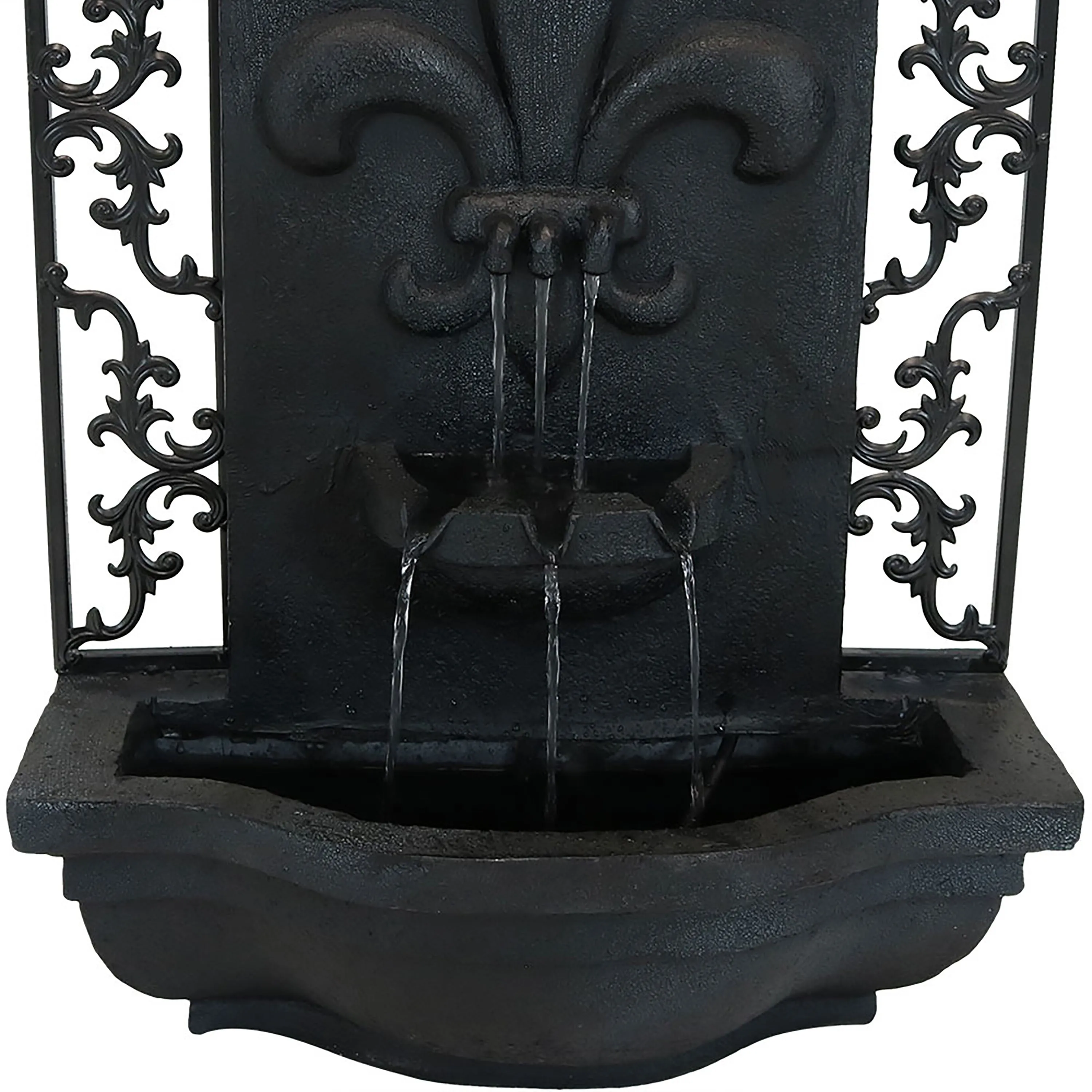 Sunnydaze French Lily Outdoor Wall Fountain with Battery Backup