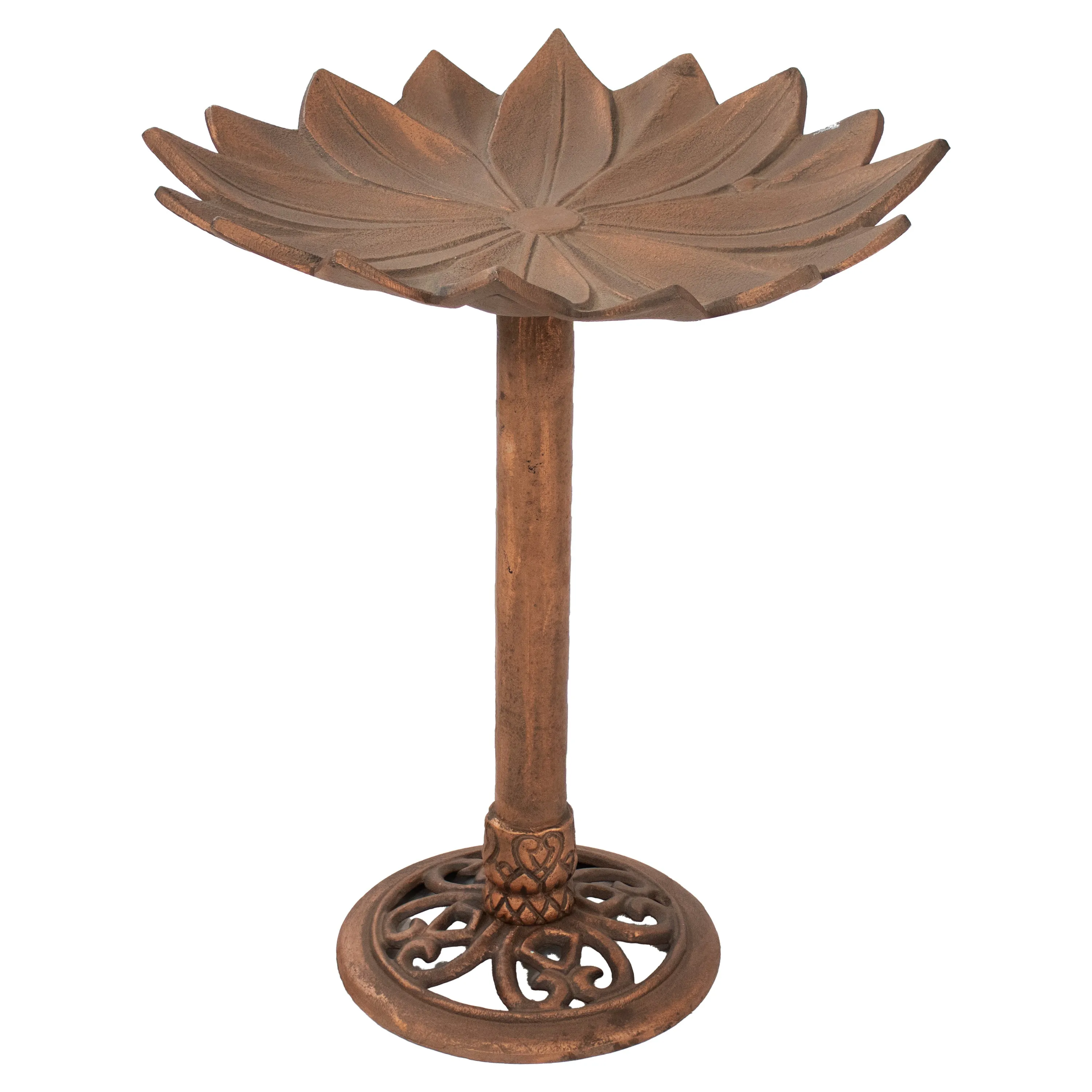 Sunnydaze Garden Lotus Metal Bird Bath - Copper Patina - 16.5"