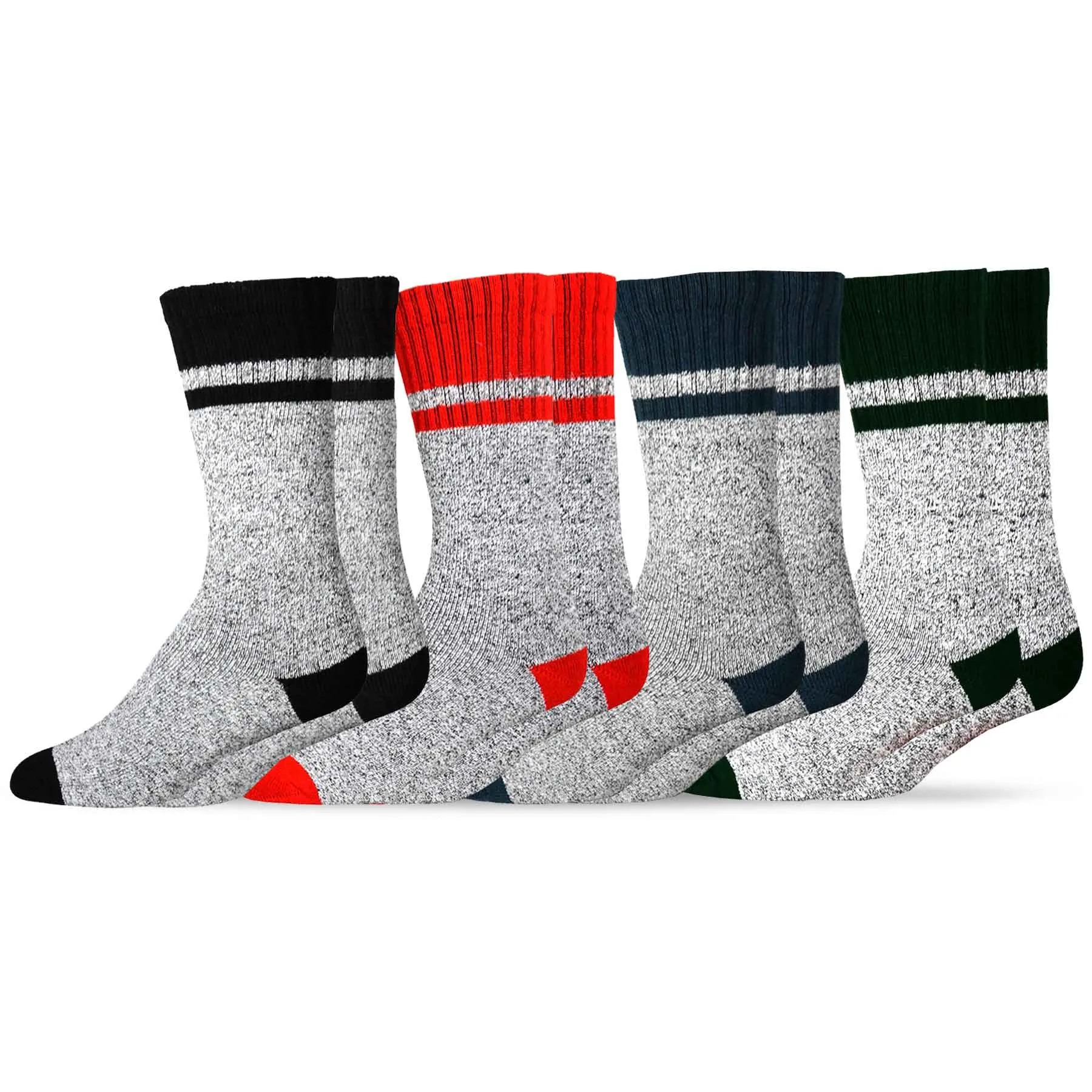 TeeHee Socks Women's Thermal Cotton Crew Thin Stripe 4-Pack (50760)