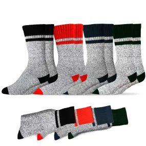 TeeHee Socks Women's Thermal Cotton Crew Thin Stripe 4-Pack (50760)