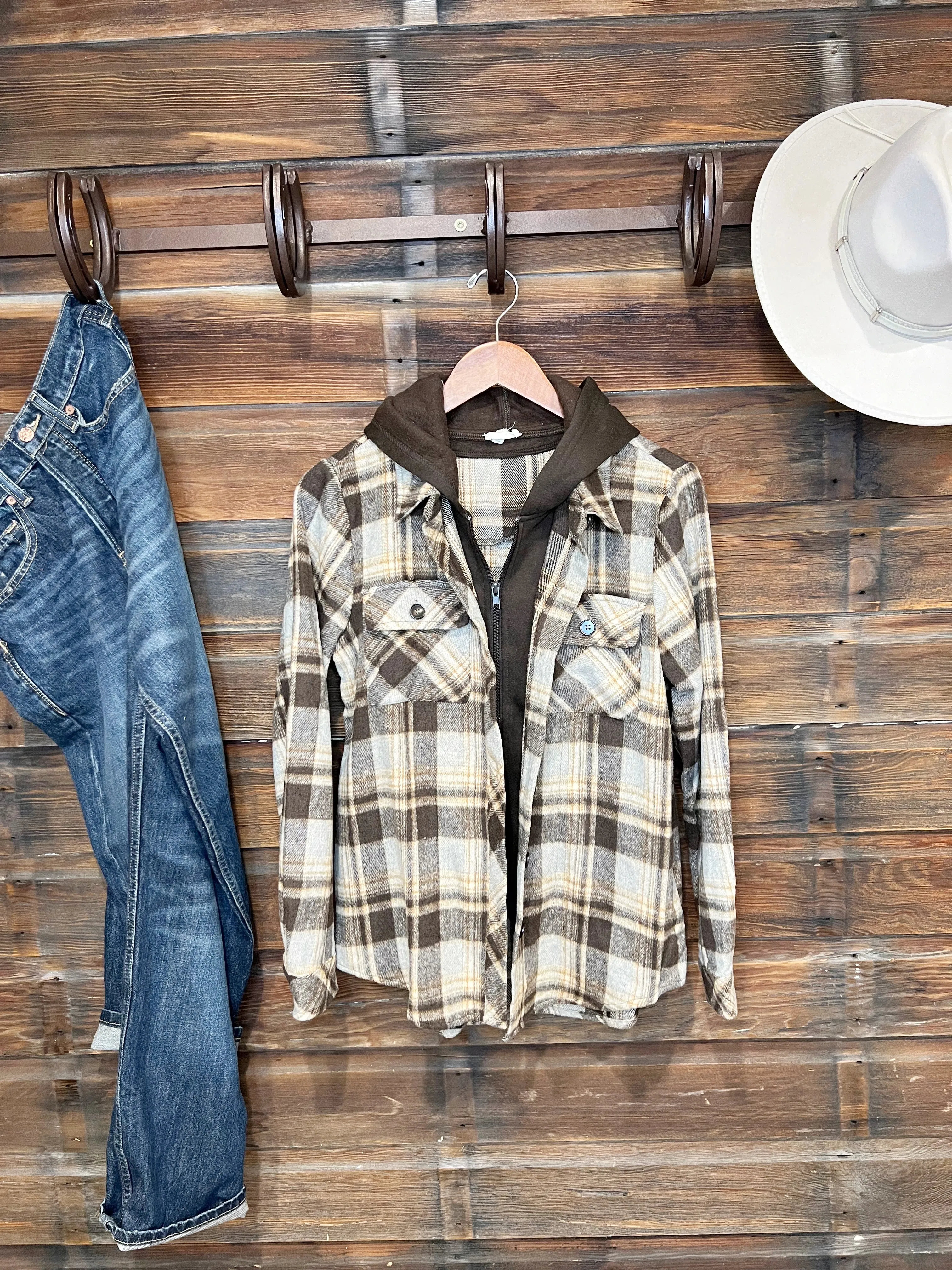 The Plaid Double Hooded Shirt Jacket