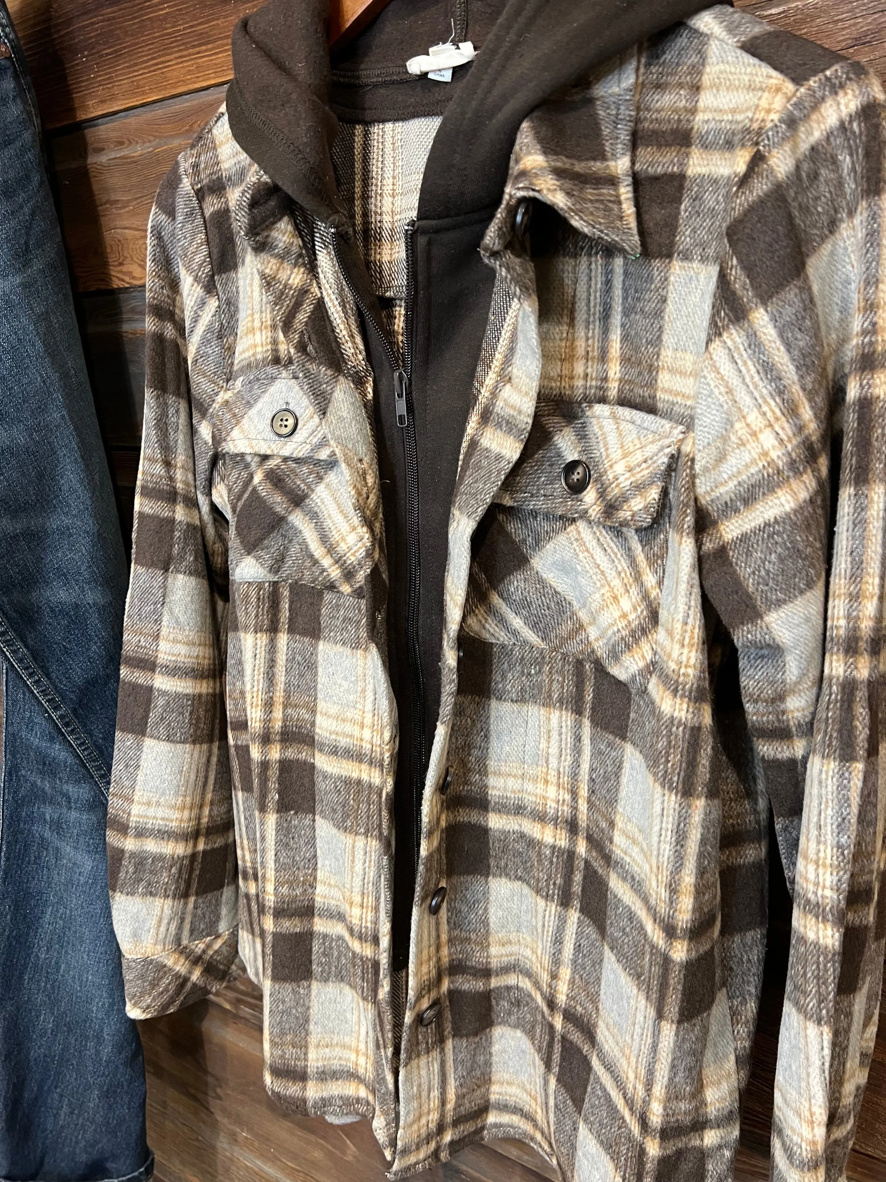 The Plaid Double Hooded Shirt Jacket