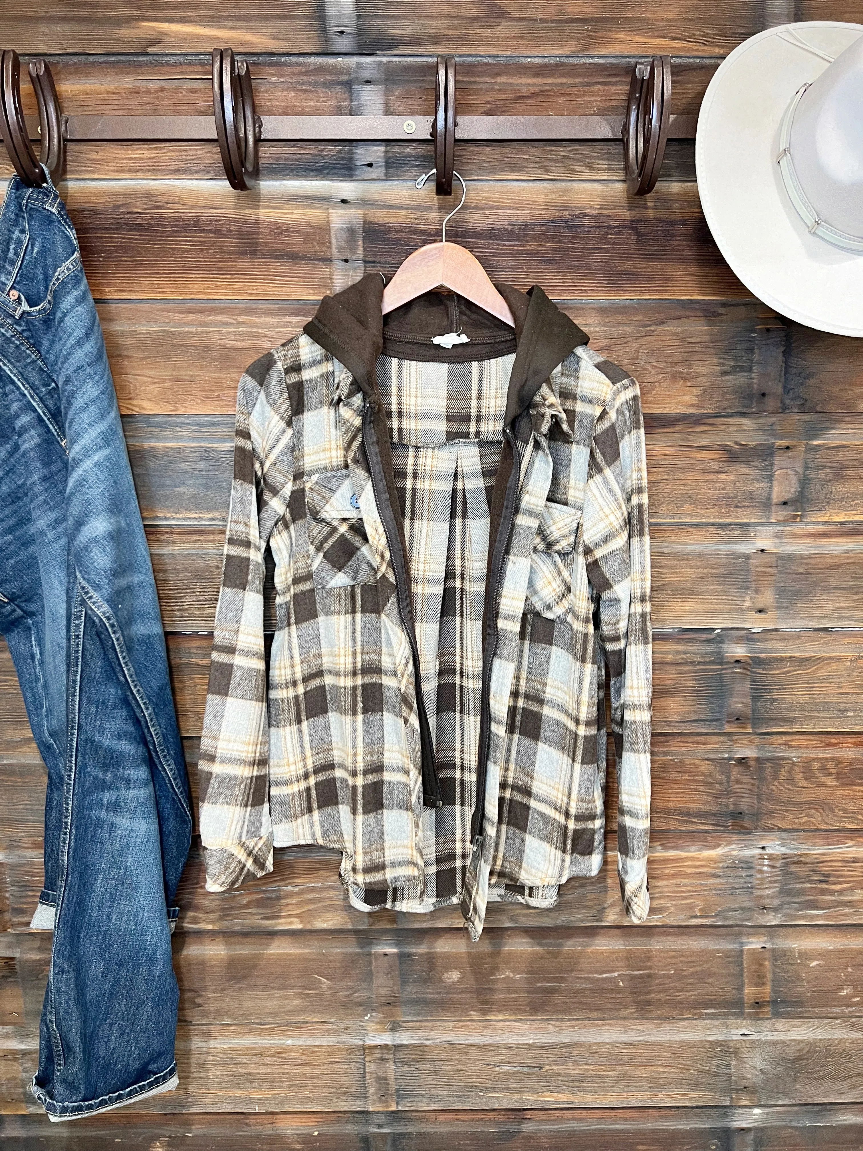 The Plaid Double Hooded Shirt Jacket