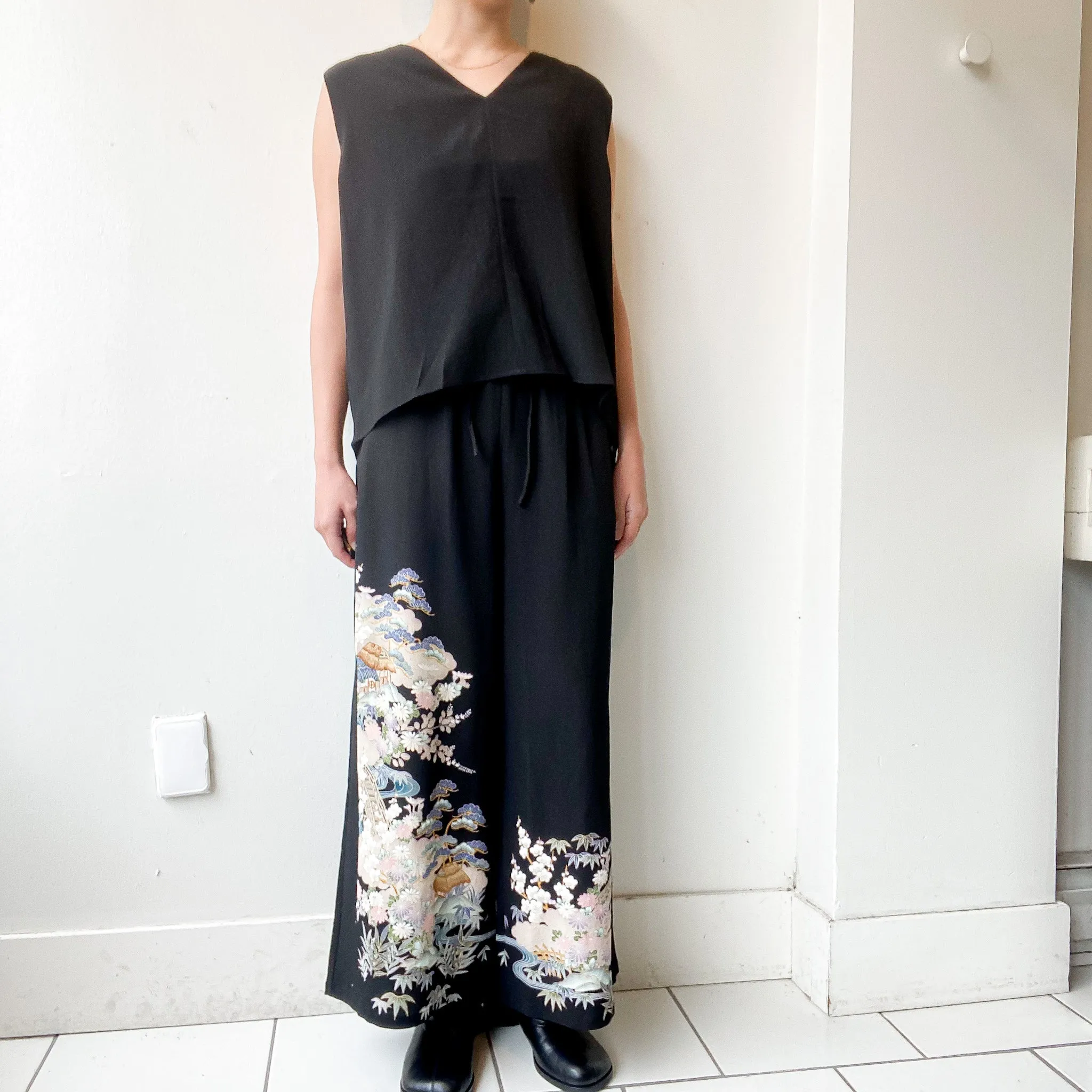 Tsumugi | Vintage Silk Kimono Two Piece | TP8 - Black