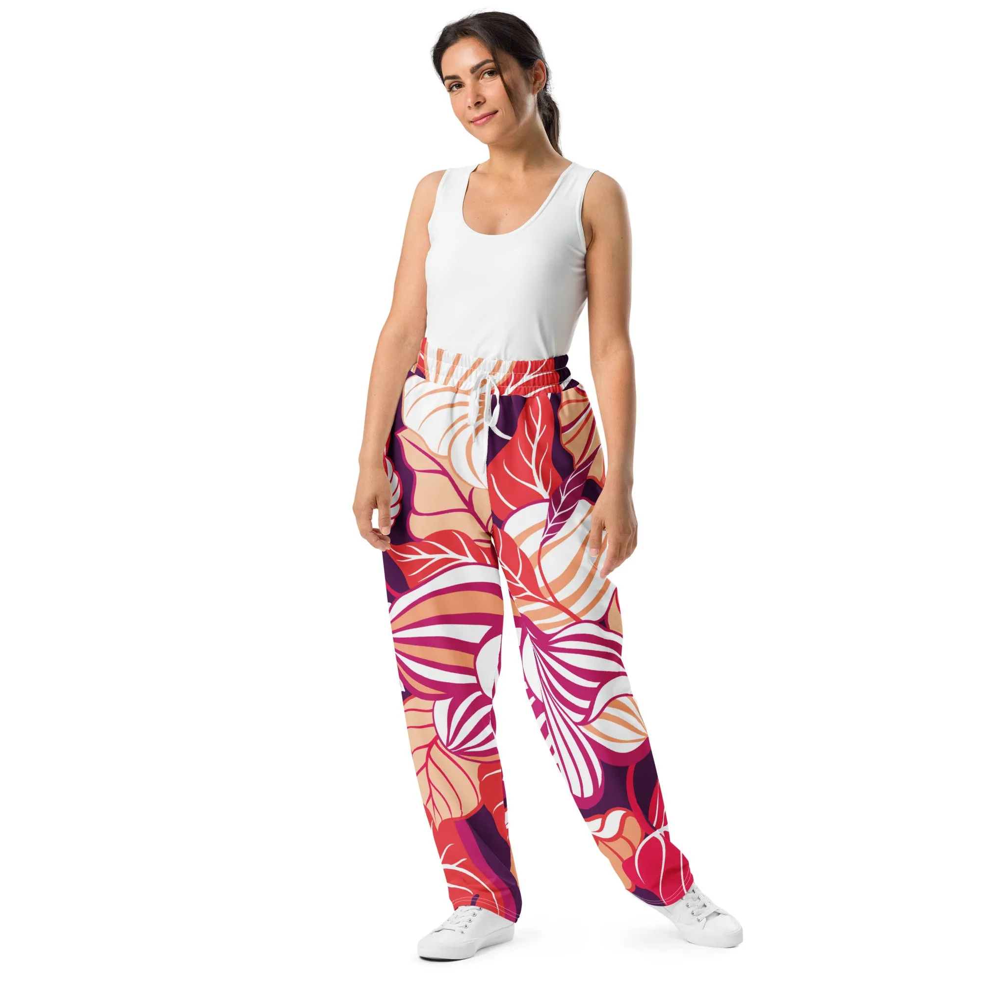 Valentines Day Wide Leg Joggers - Flower (Glamourange Valentine Day Gifts Wide Leg Joggers - Design 002)