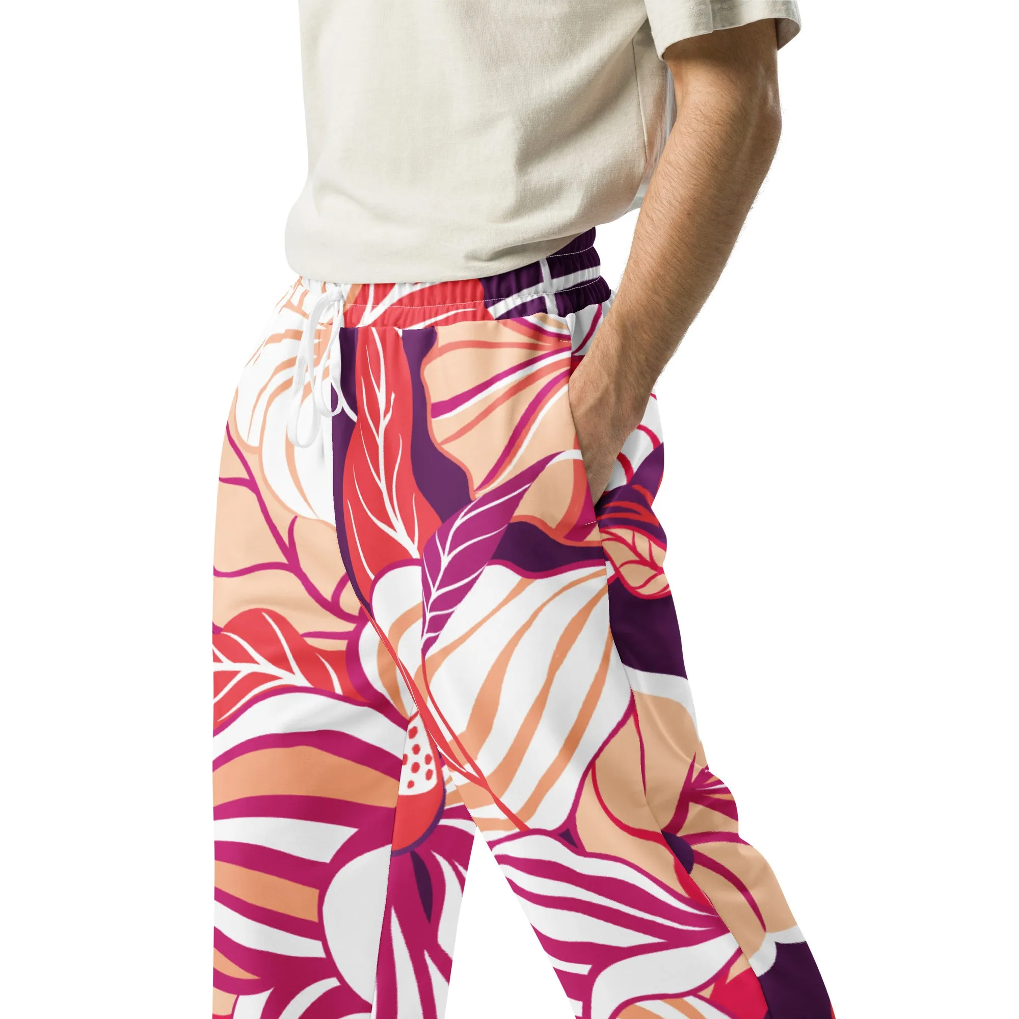 Valentines Day Wide Leg Joggers - Flower (Glamourange Valentine Day Gifts Wide Leg Joggers - Design 002)