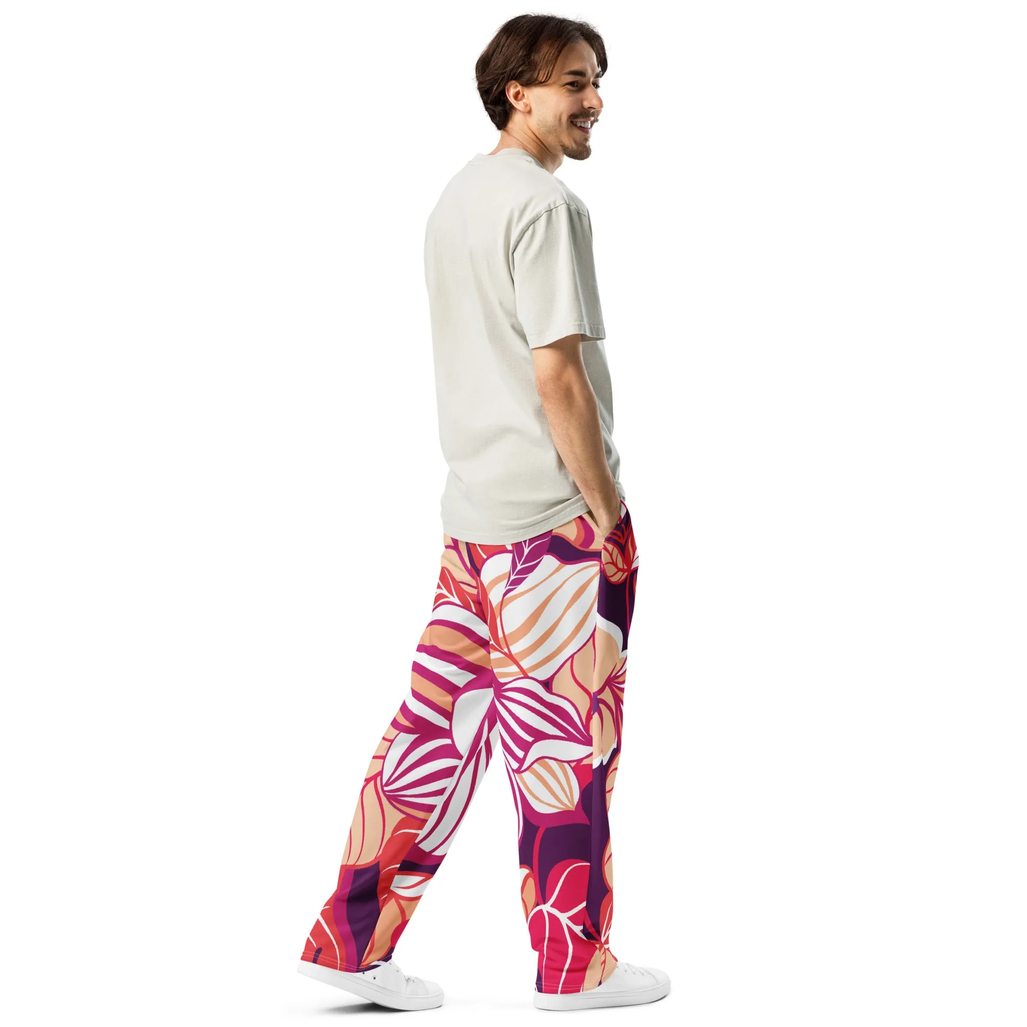 Valentines Day Wide Leg Joggers - Flower (Glamourange Valentine Day Gifts Wide Leg Joggers - Design 002)