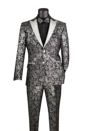 Vinci Sim Fit 2 Pieces with Matching Bow Tie Tuxedo Black TSJQ-1