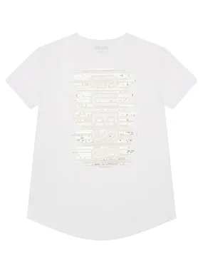 White Sequined Logo T-Shirt (7-16)