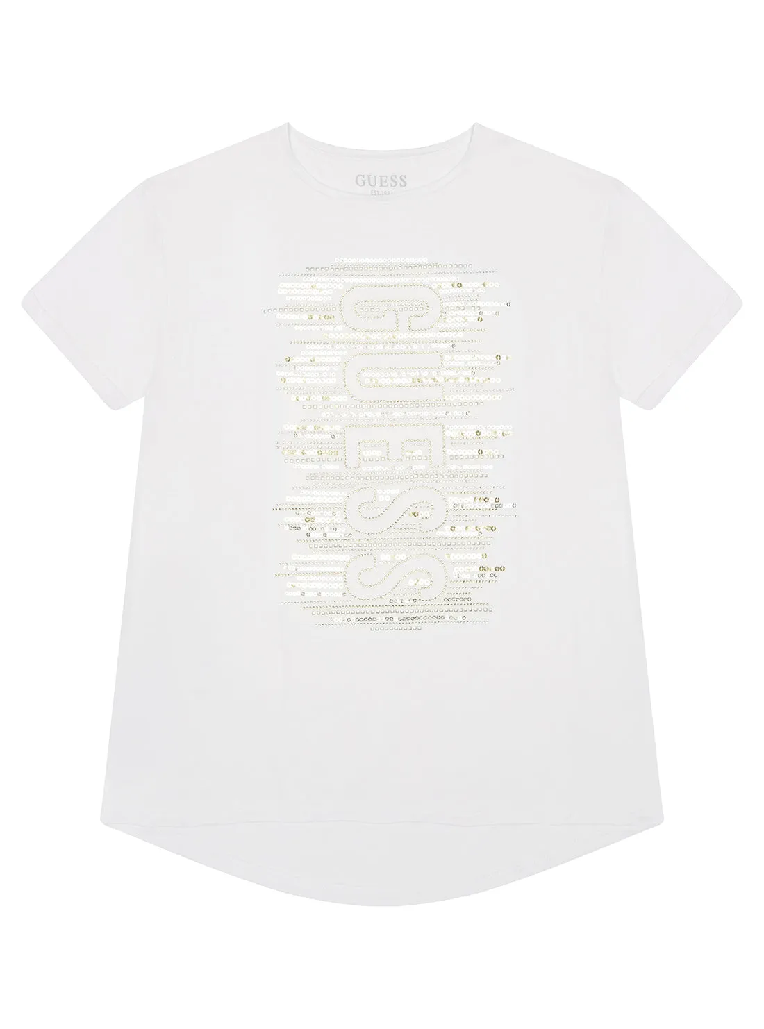 White Sequined Logo T-Shirt (7-16)