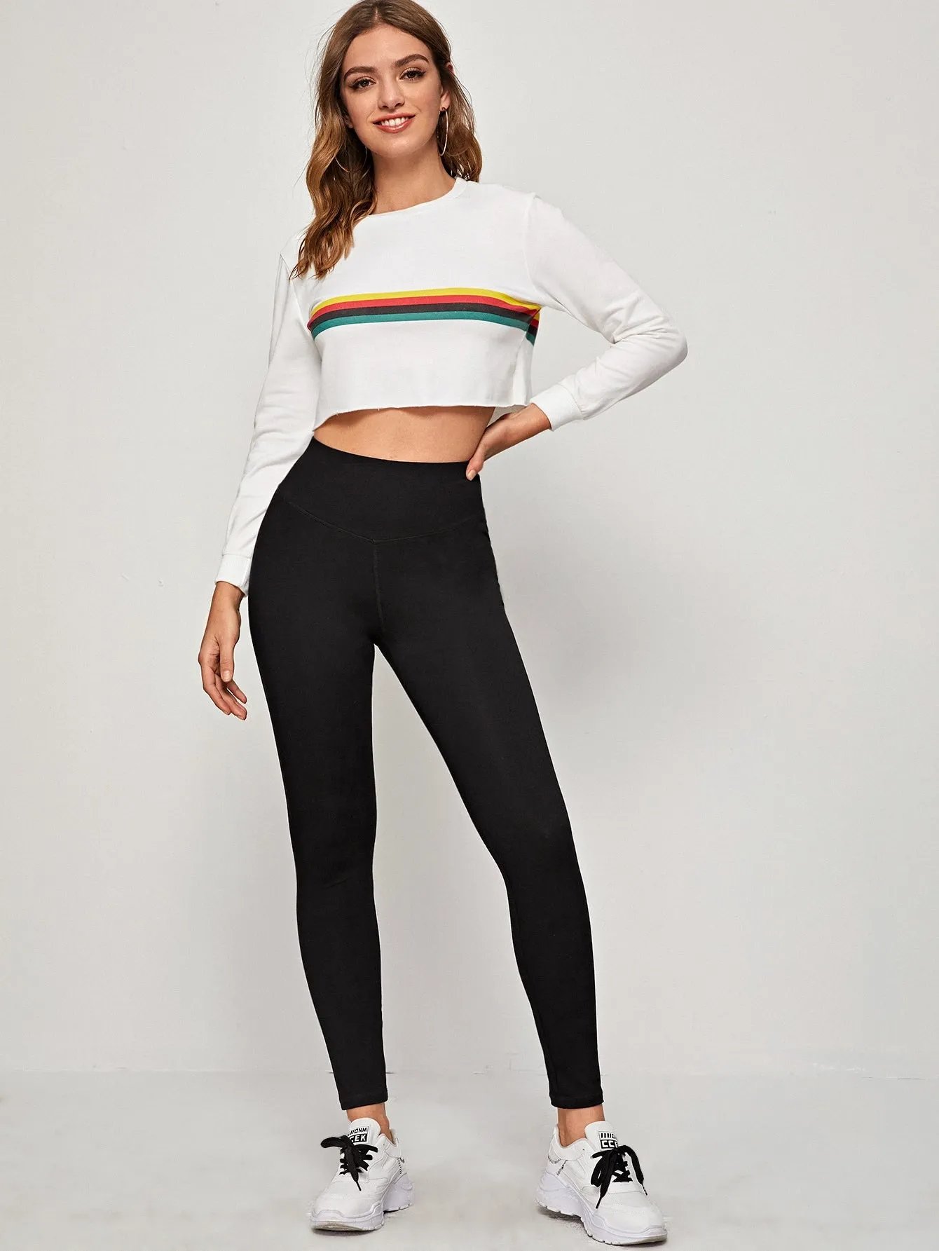 Wide Waistband Solid Leggings