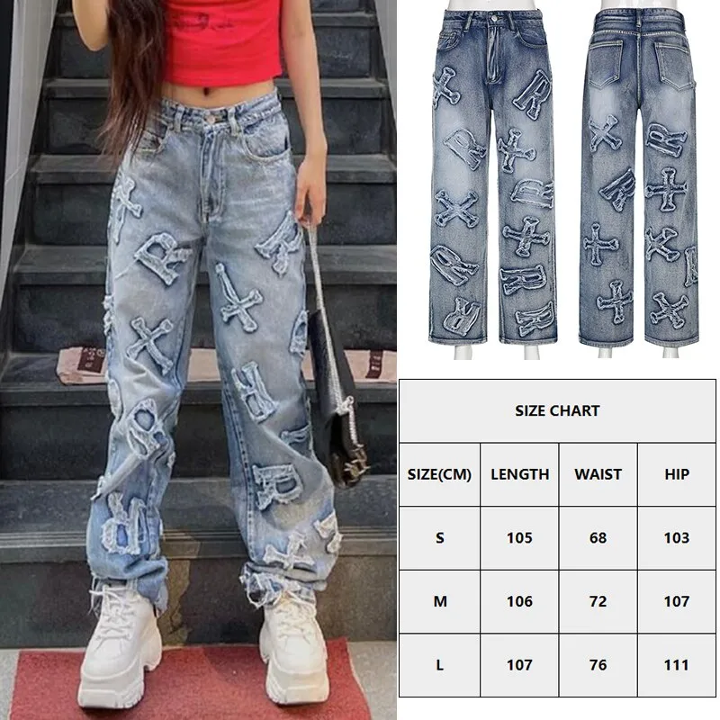 Wjczt Butterfly Print Baggy Jeans Women Autumn Low Waist Denim Flare Pants Harajuku Streetwear Vintage Y2k Fairy Grunge Jeans