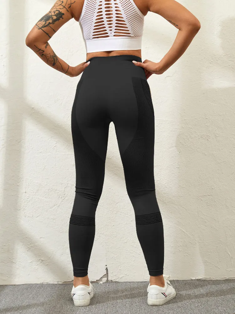 Wjczt Women Leggings High Waist Peach Hips Gym Leggings Quick-drying Sports Stretch Fitness Pants