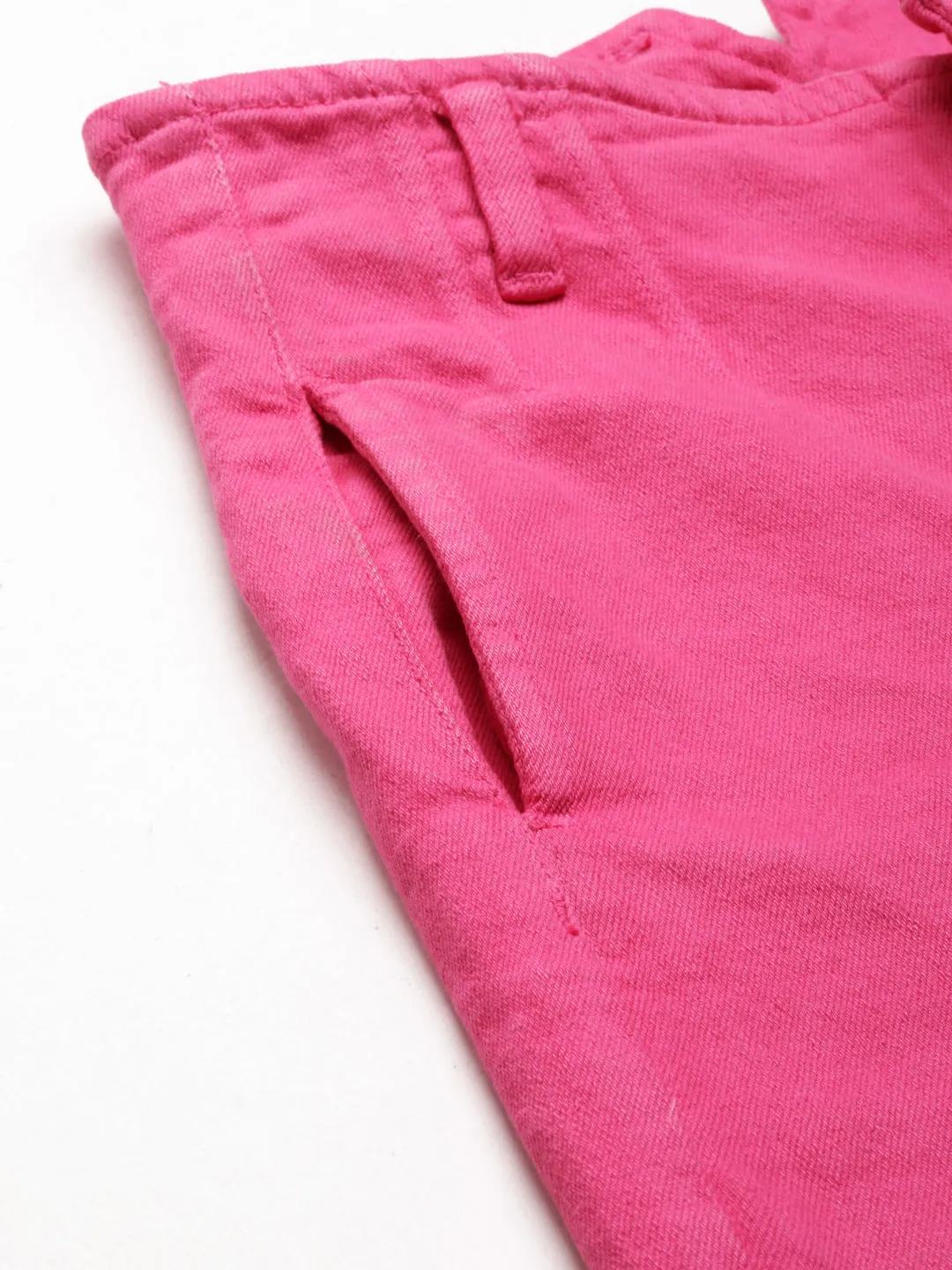 Women Fuchsia Solid Slim Fit Denim Jeans