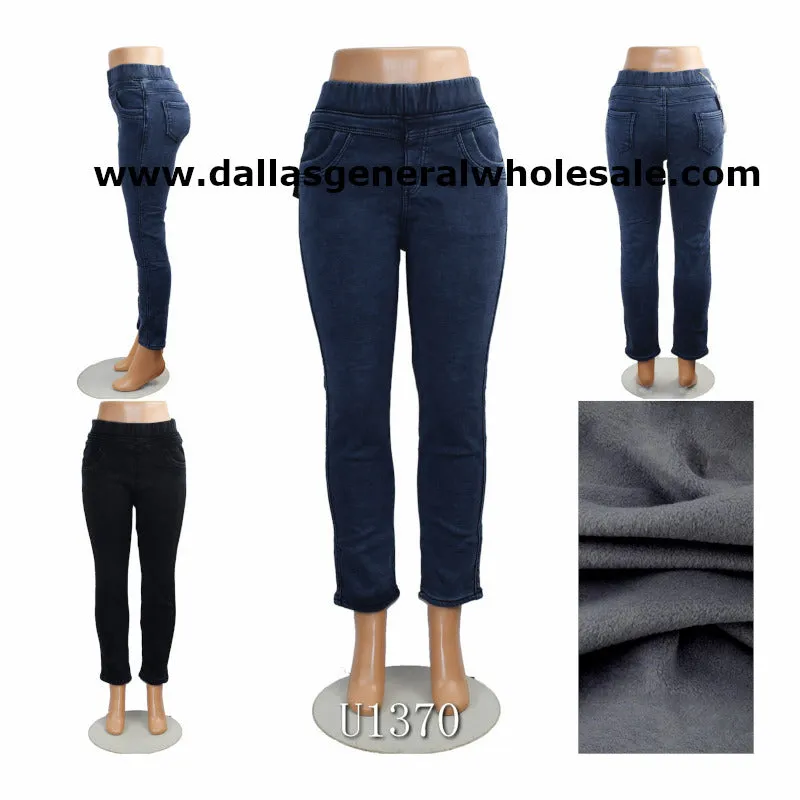 Women Trendy Fur Lining Jeans Wholesale