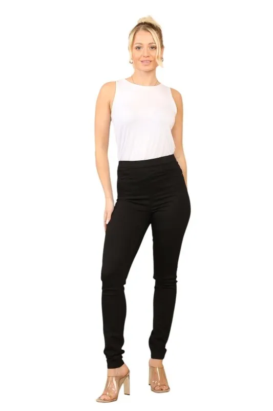 Women's Black High Waisted Skinny Fit Stretch Jeans Jeggings with Elasticated Waist