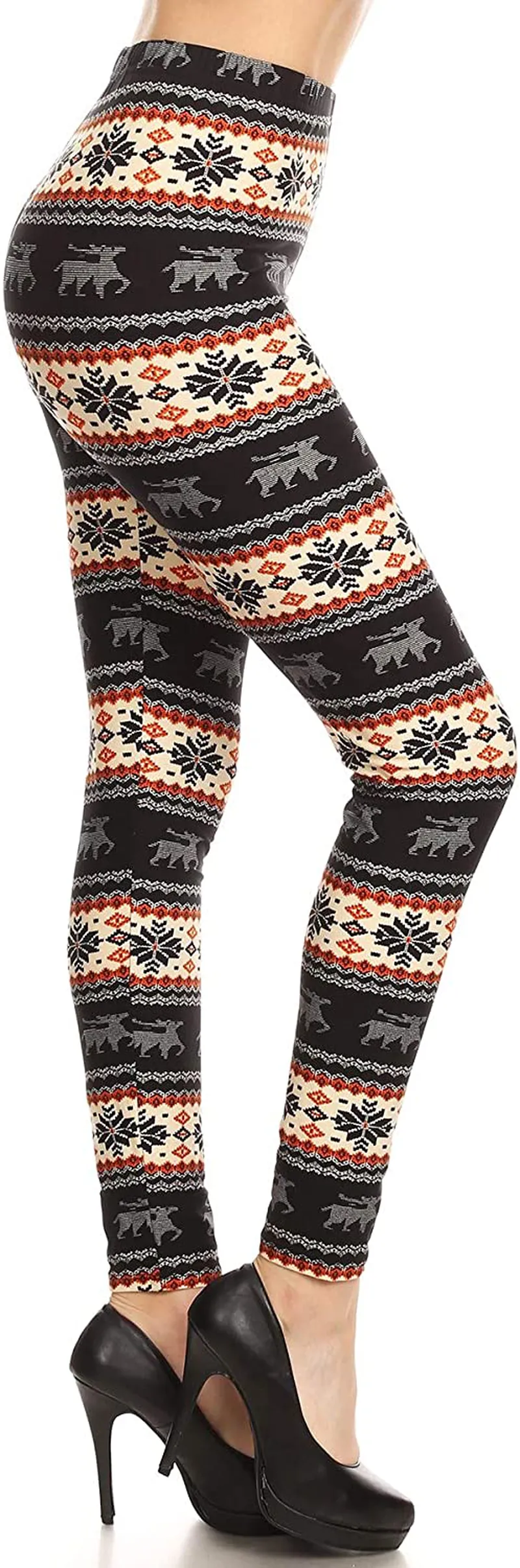 Women's Ultra Soft Christmas Reindeer Santa Snowman Holiday Printed Fashion Leggings BAT22