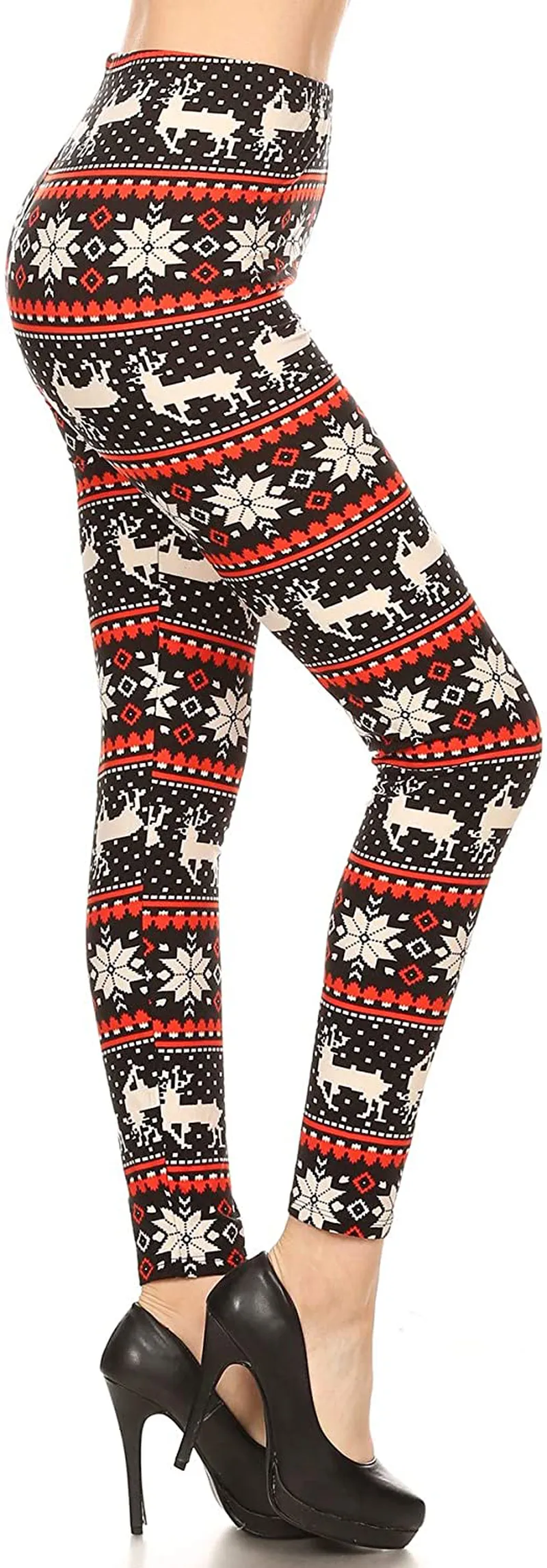 Women's Ultra Soft Christmas Reindeer Santa Snowman Holiday Printed Fashion Leggings BAT22