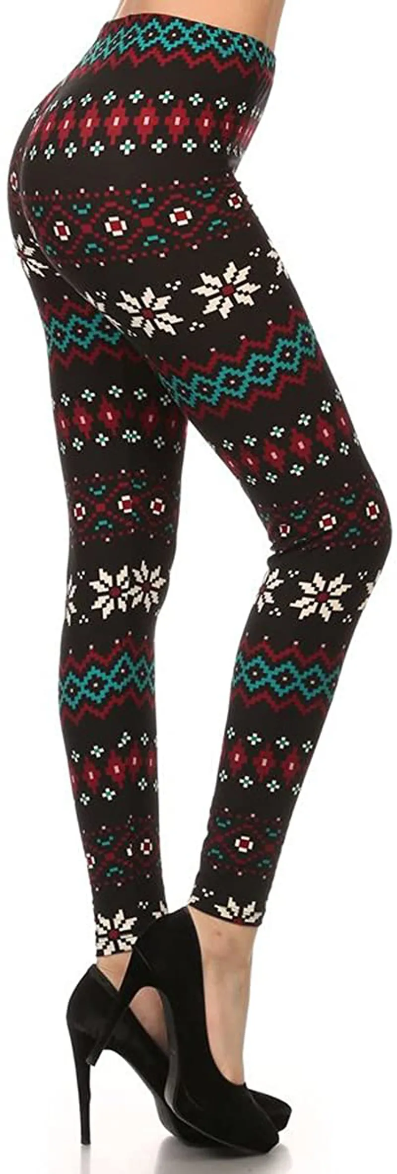 Women's Ultra Soft Christmas Reindeer Santa Snowman Holiday Printed Fashion Leggings BAT22