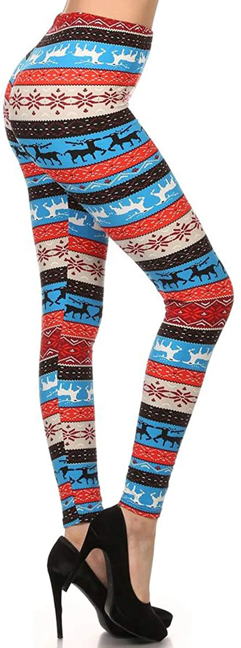 Women's Ultra Soft Christmas Reindeer Santa Snowman Holiday Printed Fashion Leggings BAT22