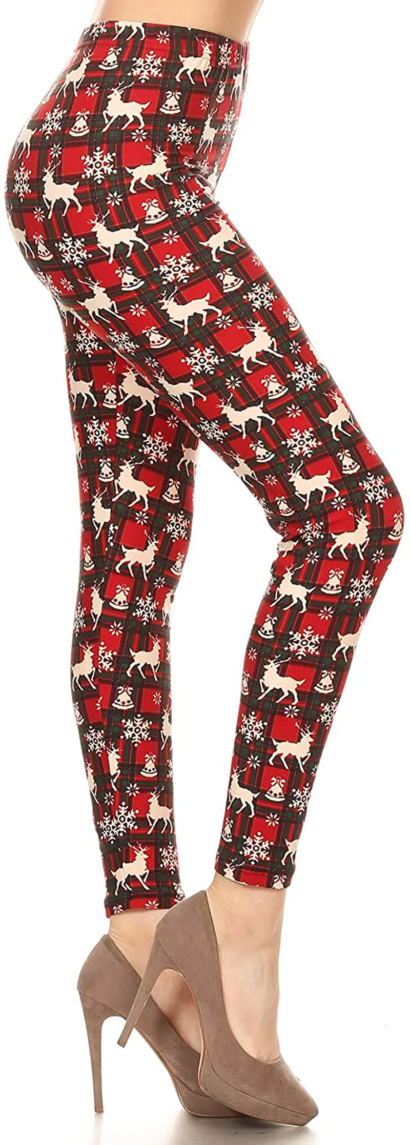 Women's Ultra Soft Christmas Reindeer Santa Snowman Holiday Printed Fashion Leggings BAT22