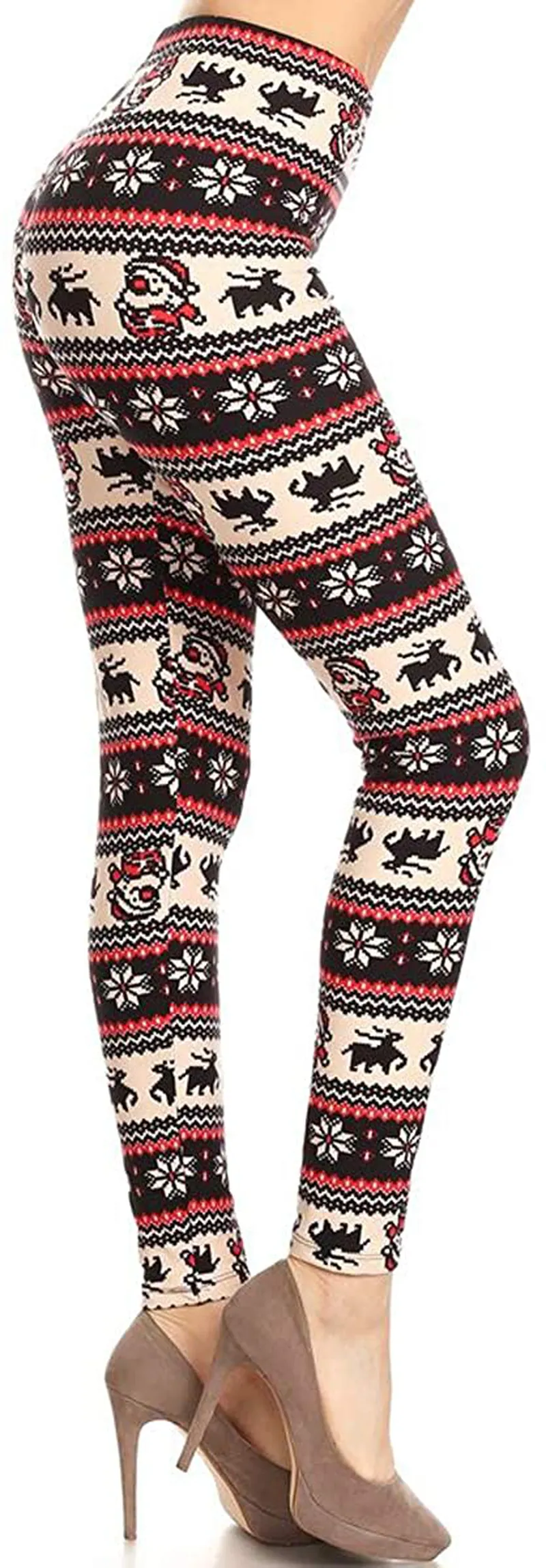 Women's Ultra Soft Christmas Reindeer Santa Snowman Holiday Printed Fashion Leggings BAT22