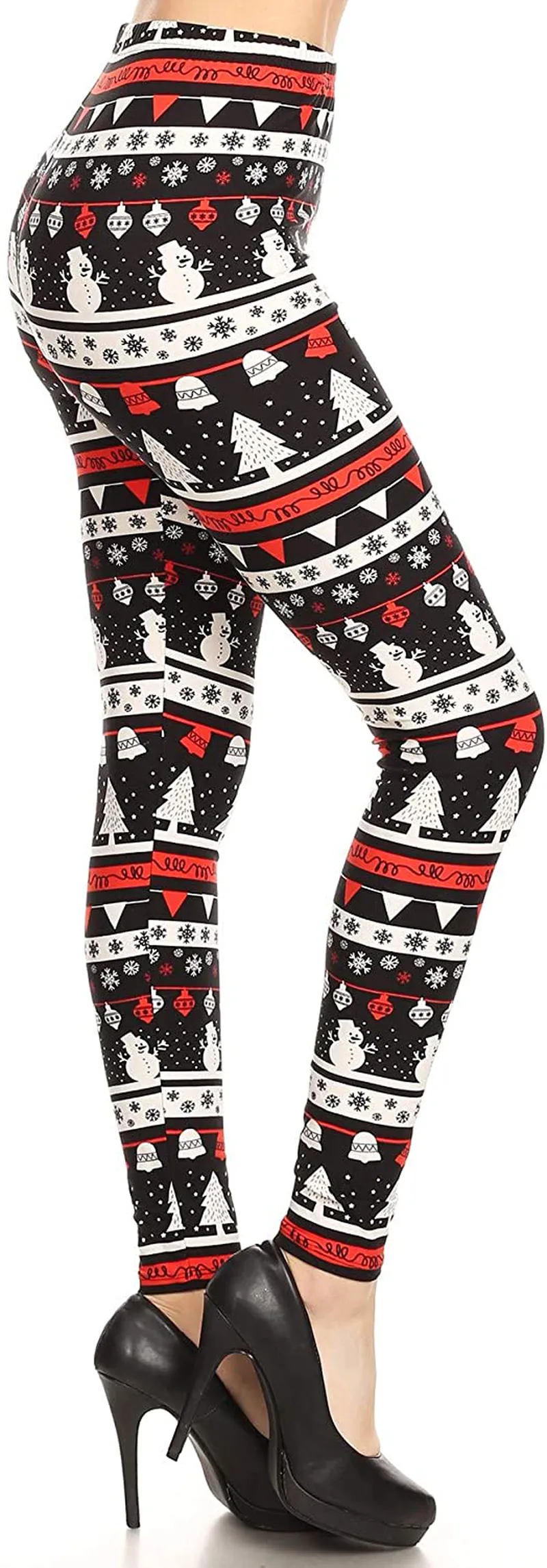 Women's Ultra Soft Christmas Reindeer Santa Snowman Holiday Printed Fashion Leggings BAT22