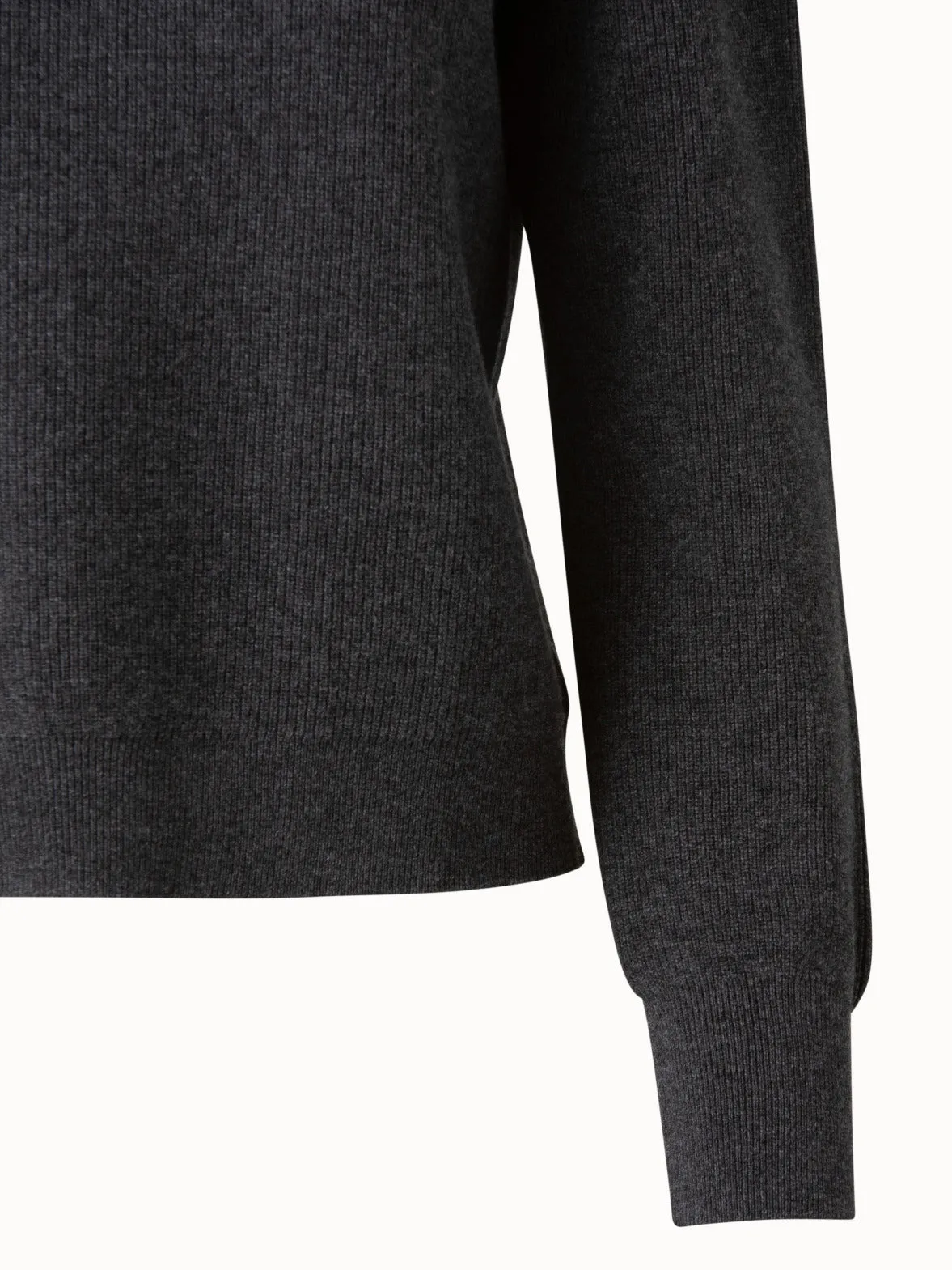 Wool Cashmere Ribbed Knit Pullover