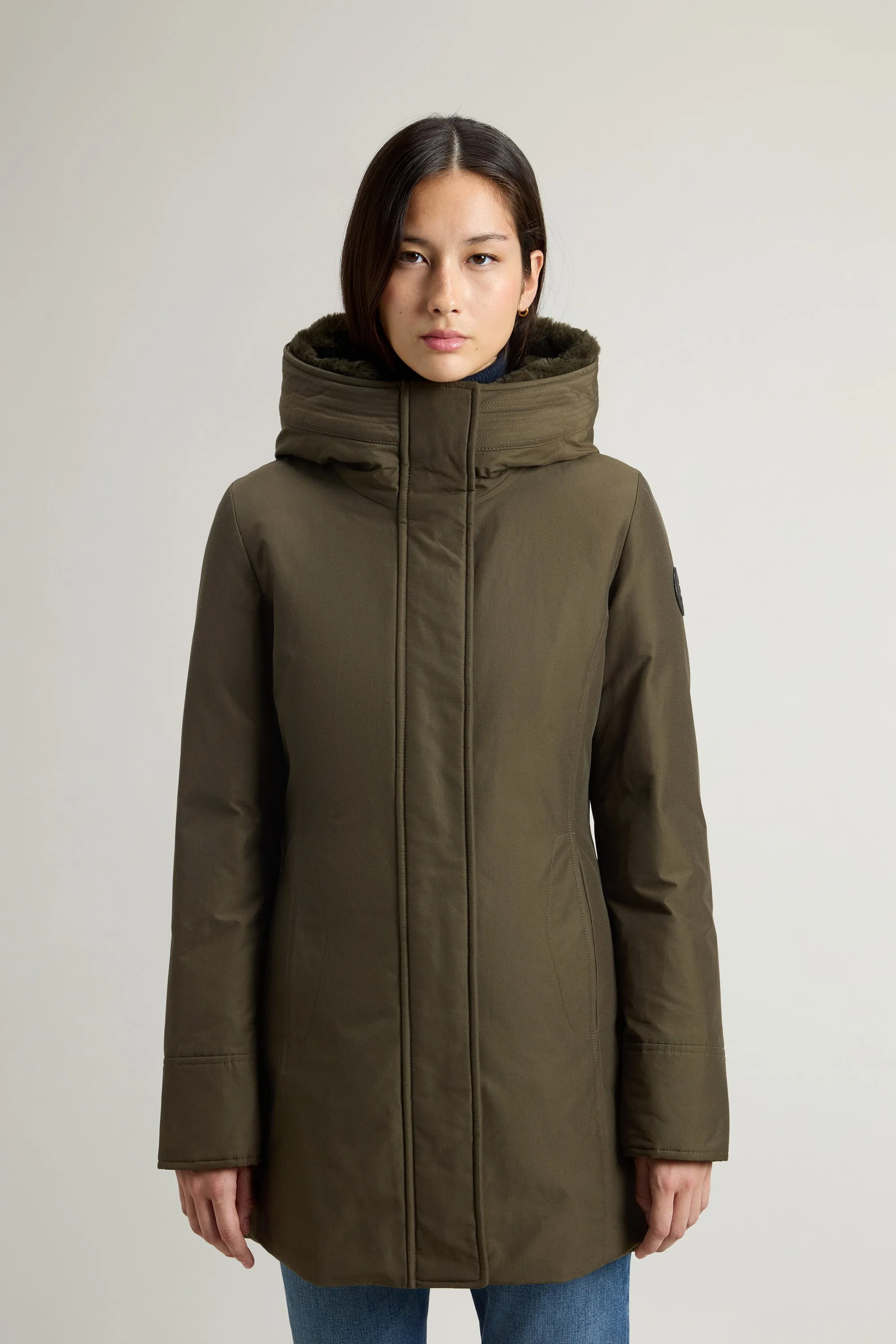 Woolrich Boulder Parka In Pelliccia Sintetica Verde Militare