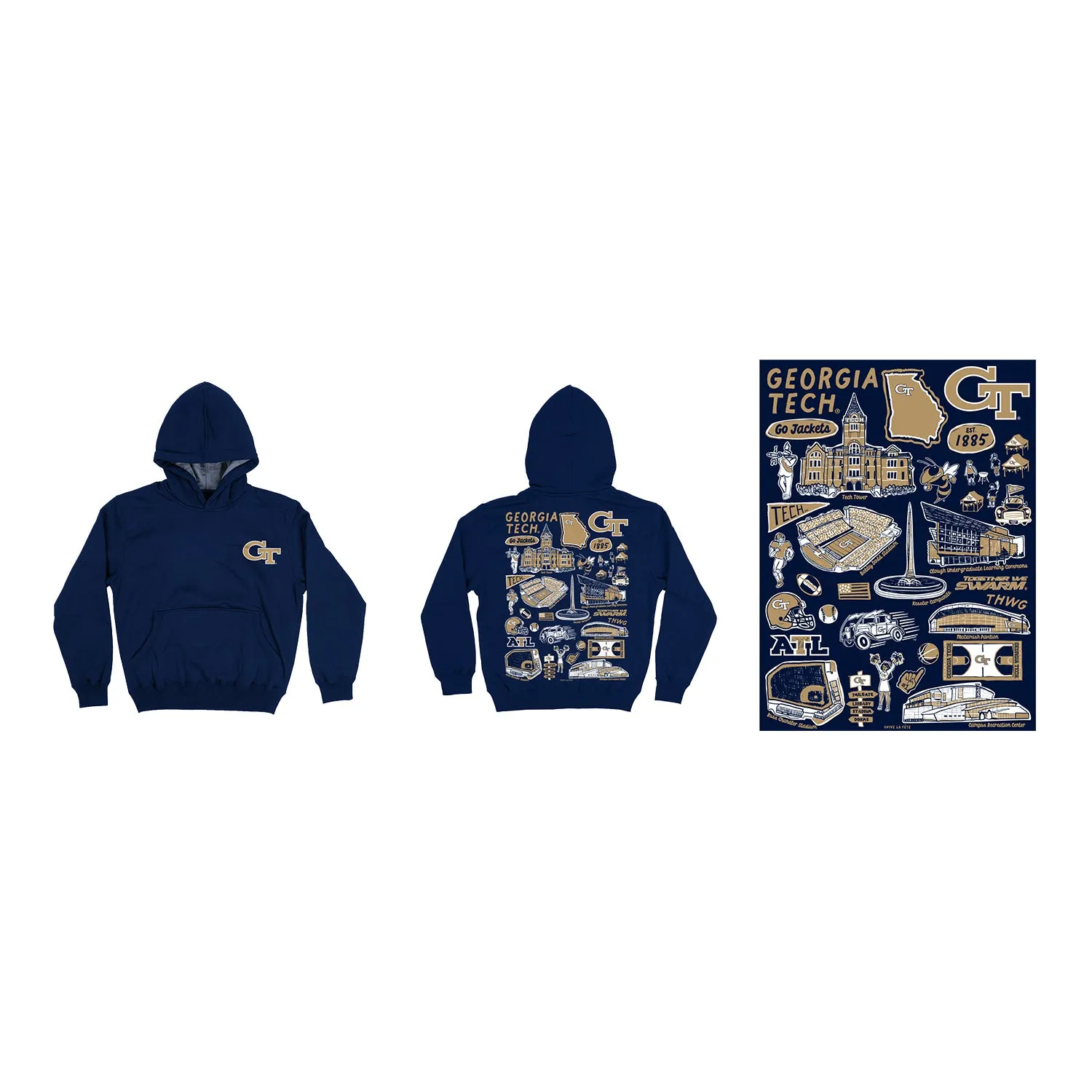 Youth Georgia Tech Yellow Jackets Impressions Hooded Navy Sweatshirt