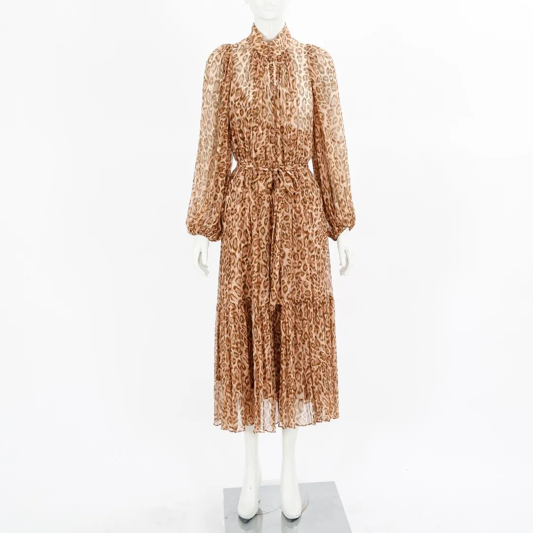 Zimmermann Leopard Print Silk Midi Dress Size 3