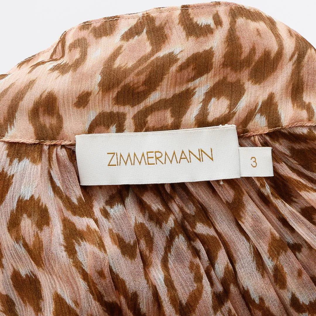 Zimmermann Leopard Print Silk Midi Dress Size 3