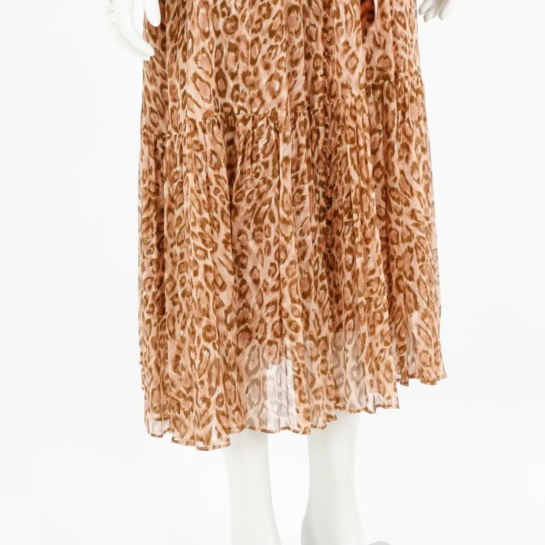 Zimmermann Leopard Print Silk Midi Dress Size 3