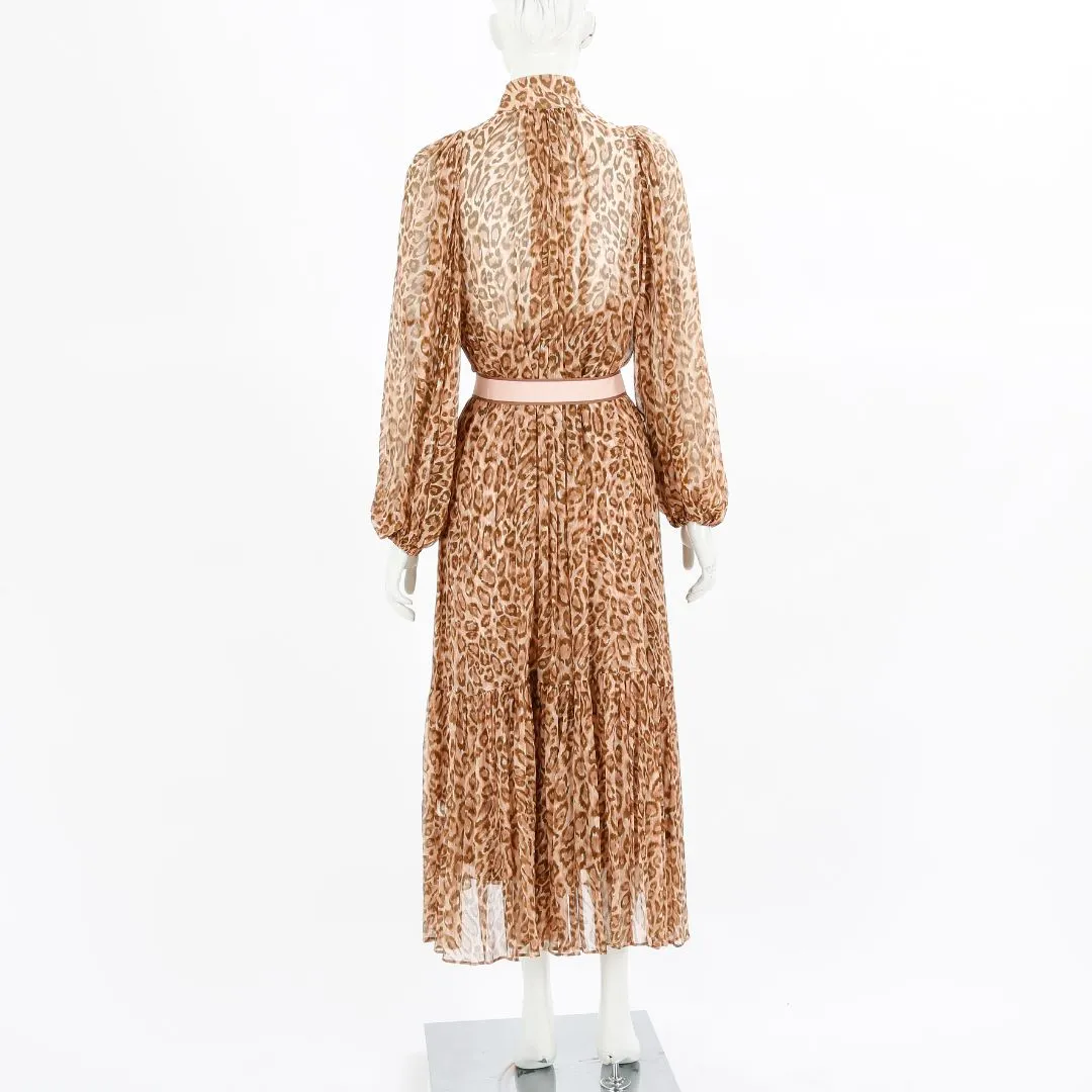 Zimmermann Leopard Print Silk Midi Dress Size 3